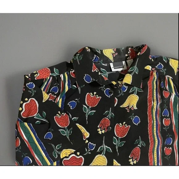 Maggie Barnes Womansn Button Down Blouse Top‎ 4x Floral Pattern Shirt - Picture 2 of 3